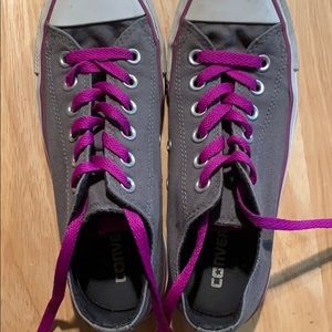 Purple and Gray Converse Shoes